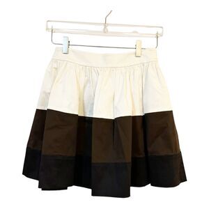 Kate Spade Colorblock Coreen Skirt Size 4 Black/Brown/White Pleated Mini